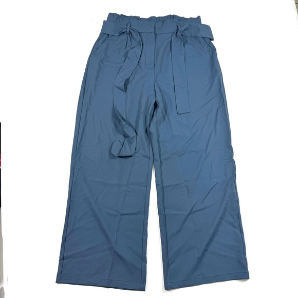 New Halara Pants Paperbag Wide Leg Deep Sea Blue Grey - Picture 2 of 8